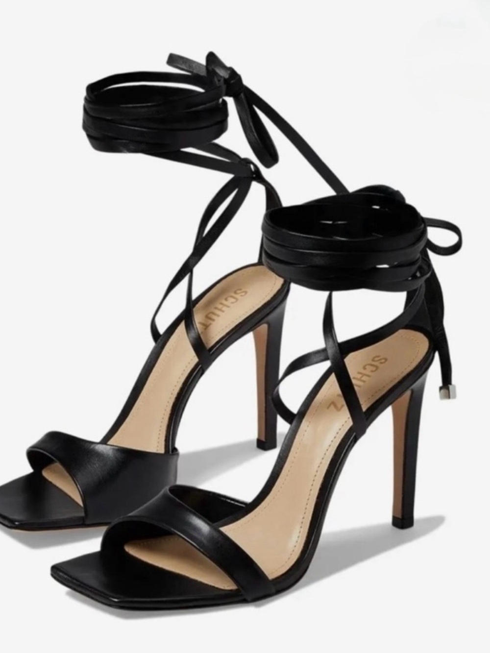 SCHUTZ Elegant Black Ankle-Tie Heels